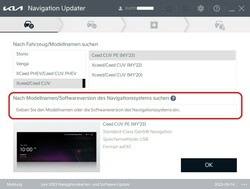 Im rot markierten Bereich das Navi-Modell oder die aktuell installierte Version eintragen.