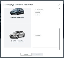 Suche mittels Fahrzeugtyp